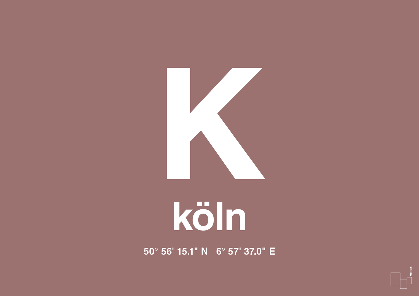 plakat: byplakat köln med koordinater - plum-Byer-A1two3