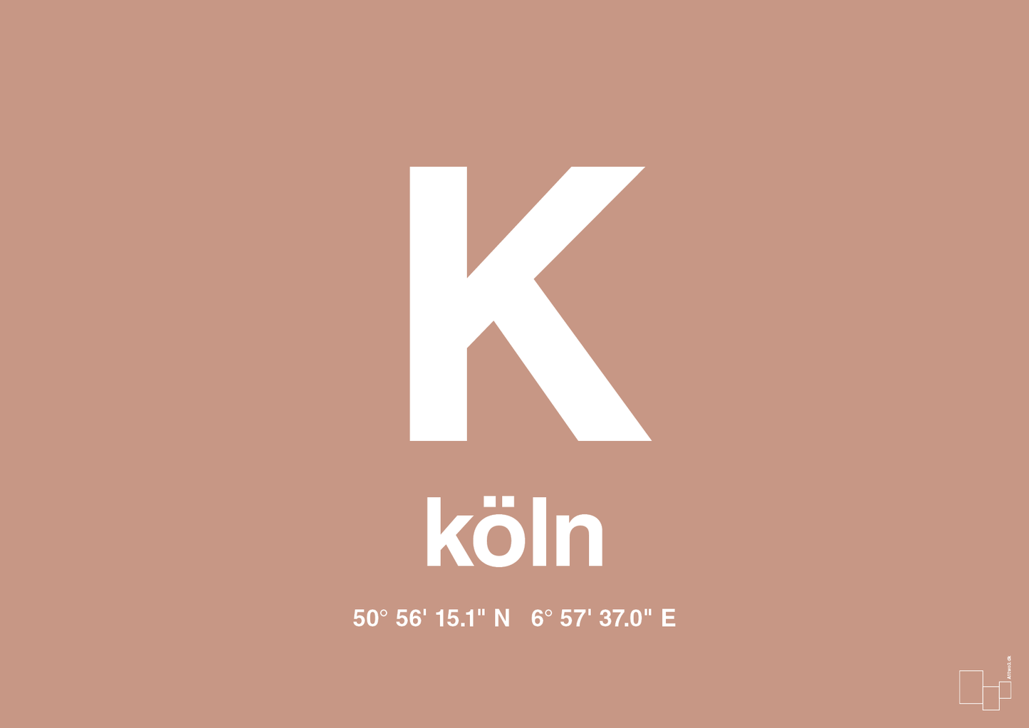 plakat: byplakat köln med koordinater - powder-Byer-A1two3