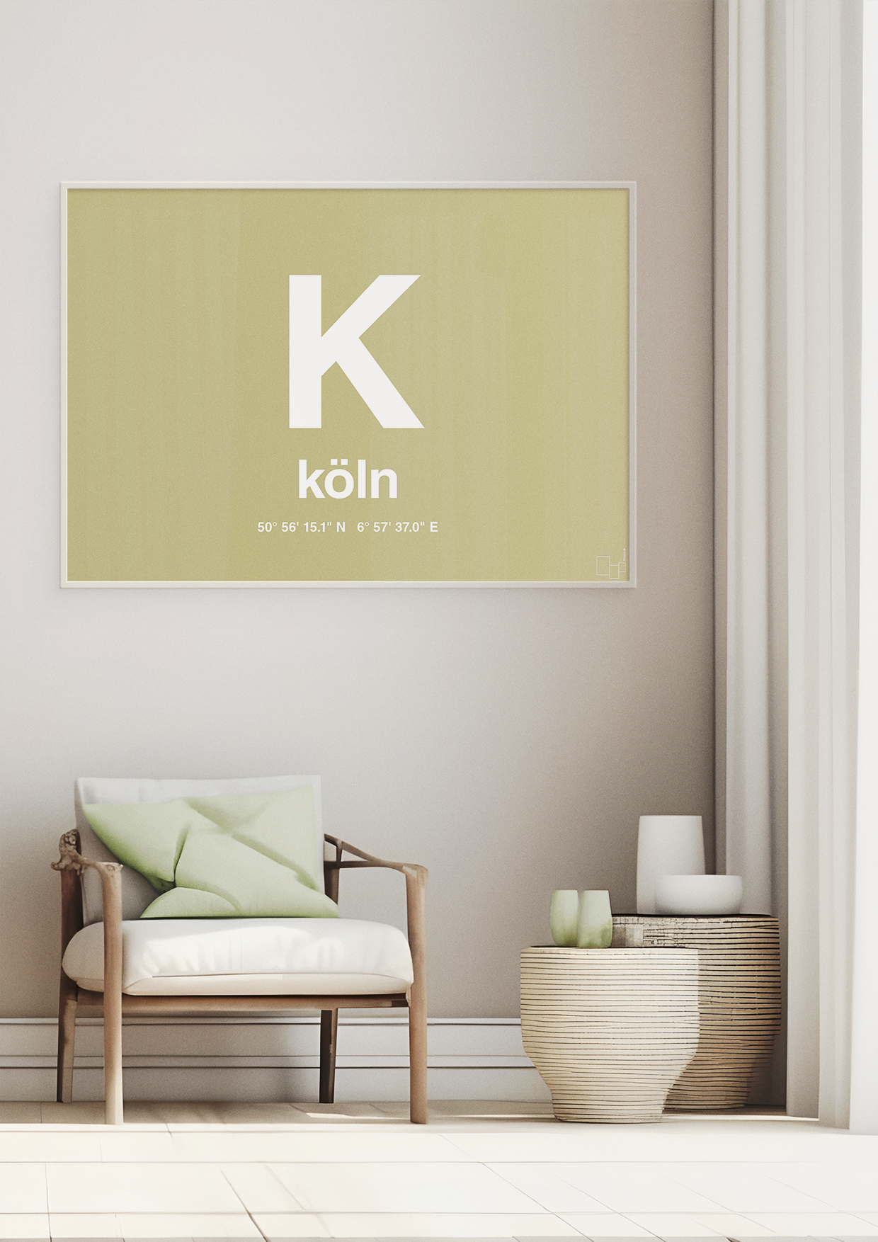 plakat: byplakat köln med koordinater - graphic charcoal-Byer-A1two3