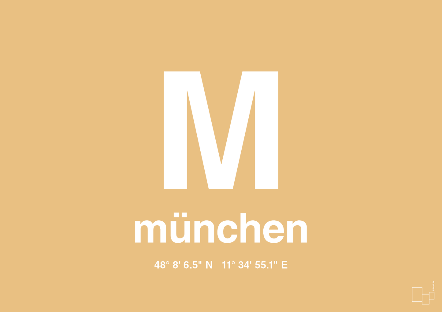plakat: byplakat münchen med koordinater - charismatic-Byer-A1two3