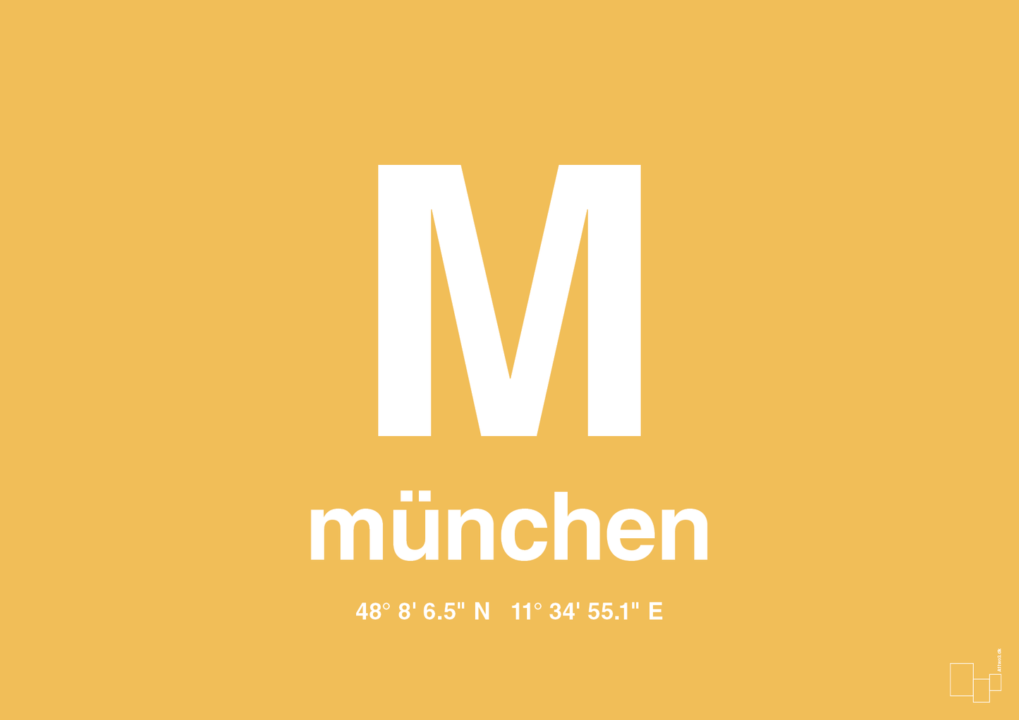 plakat: byplakat münchen med koordinater - honeycomb-Byer-A1two3