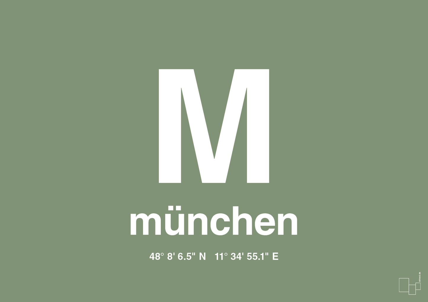 plakat: byplakat münchen med koordinater - jade-Byer-A1two3