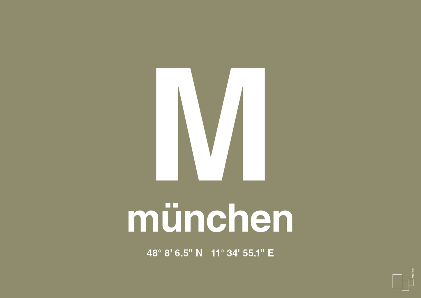 plakat: byplakat münchen med koordinater - misty forrest-Byer-A1two3