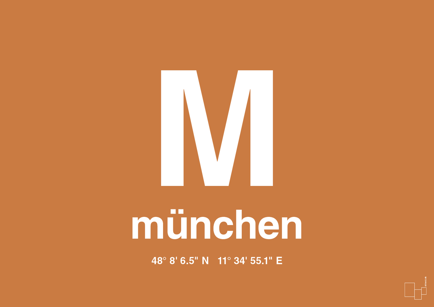 plakat: byplakat münchen med koordinater - rumba orange-Byer-A1two3