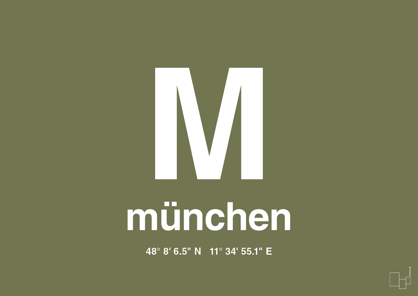 plakat: byplakat münchen med koordinater - secret meadow-Byer-A1two3