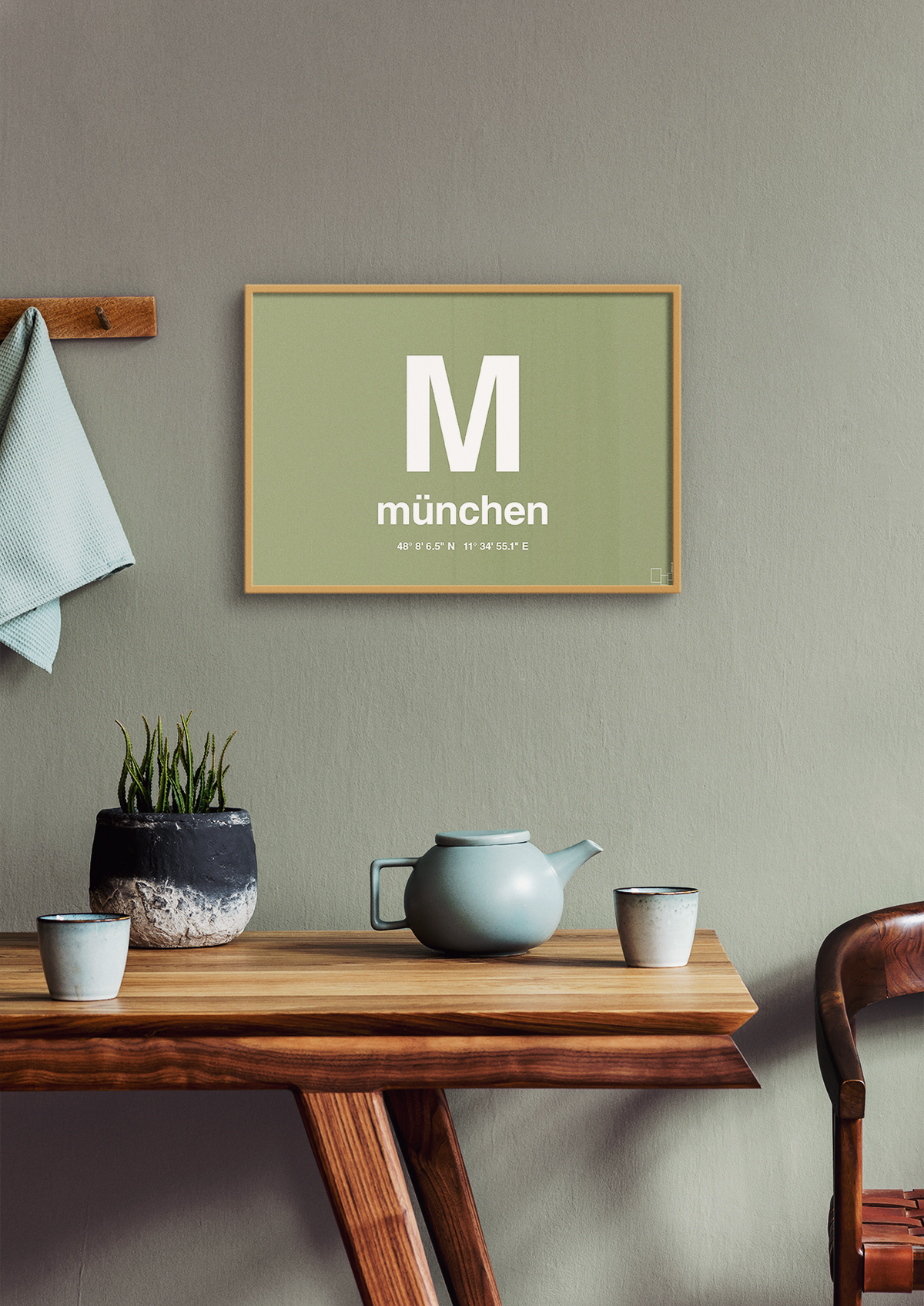 plakat: byplakat münchen med koordinater - dusty lilac-Byer-A1two3