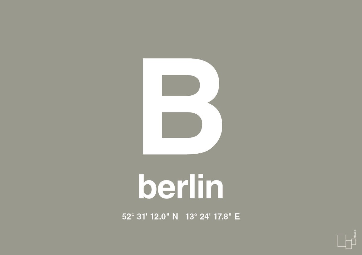 plakat: byplakat berlin med koordinater - battleship gray-Byer-A1two3