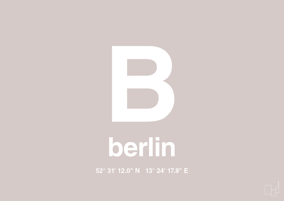 plakat: byplakat berlin med koordinater - broken beige-Byer-A1two3