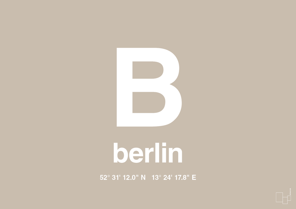 plakat: byplakat berlin med koordinater - creamy mushroom-Byer-A1two3