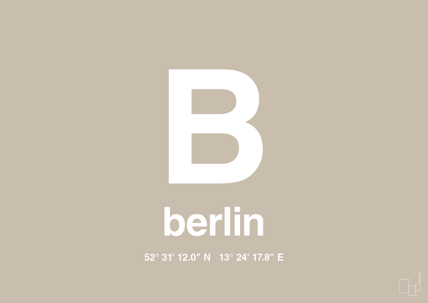 plakat: byplakat berlin med koordinater - creamy mushroom-Byer-A1two3