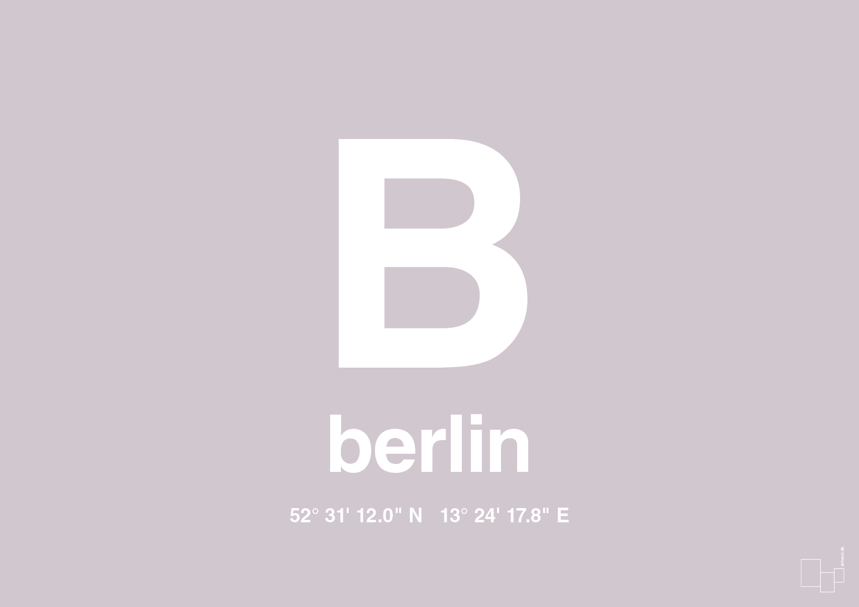 plakat: byplakat berlin med koordinater - dusty lilac-Byer-A1two3