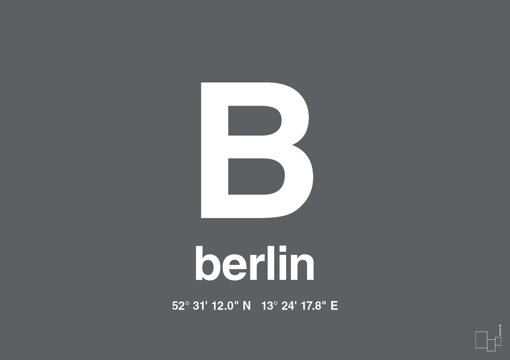 plakat: byplakat berlin med koordinater - graphic charcoal-Byer-A1two3