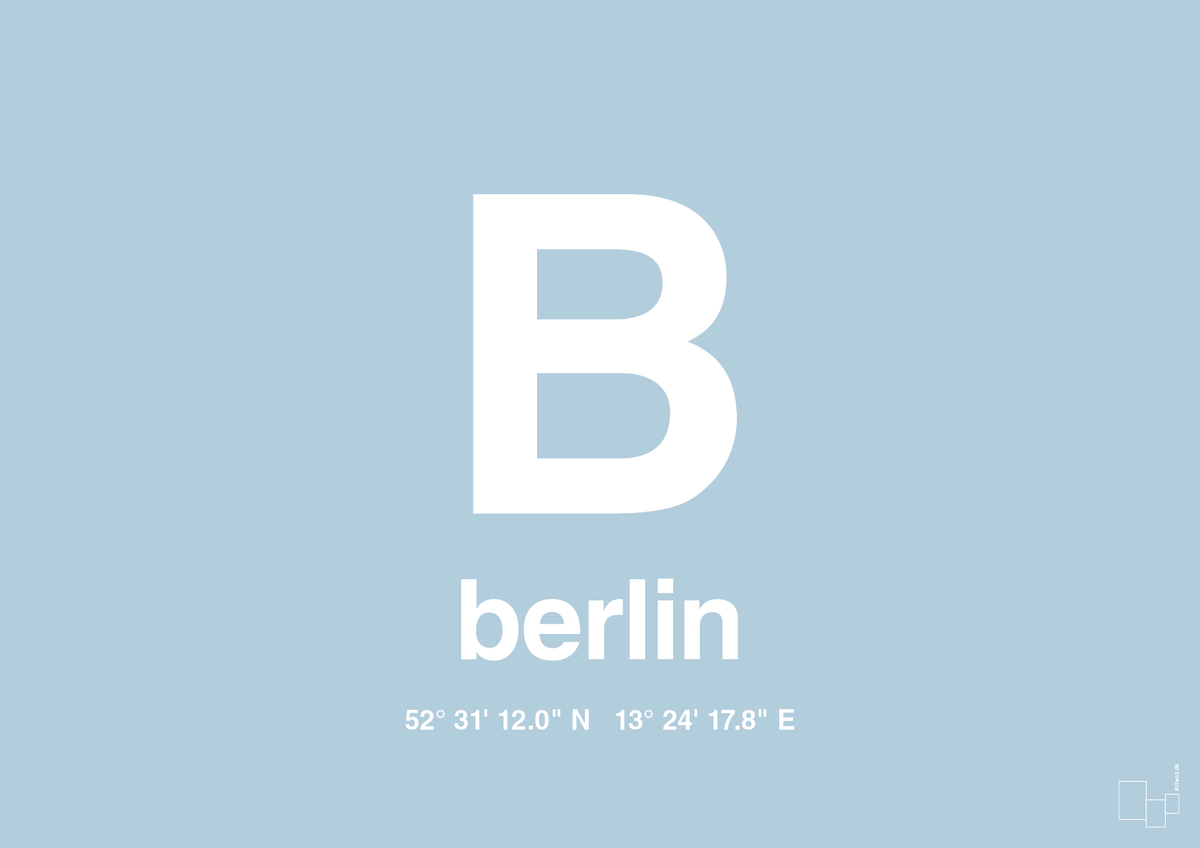 plakat: byplakat berlin med koordinater - heavenly blue-Byer-A1two3