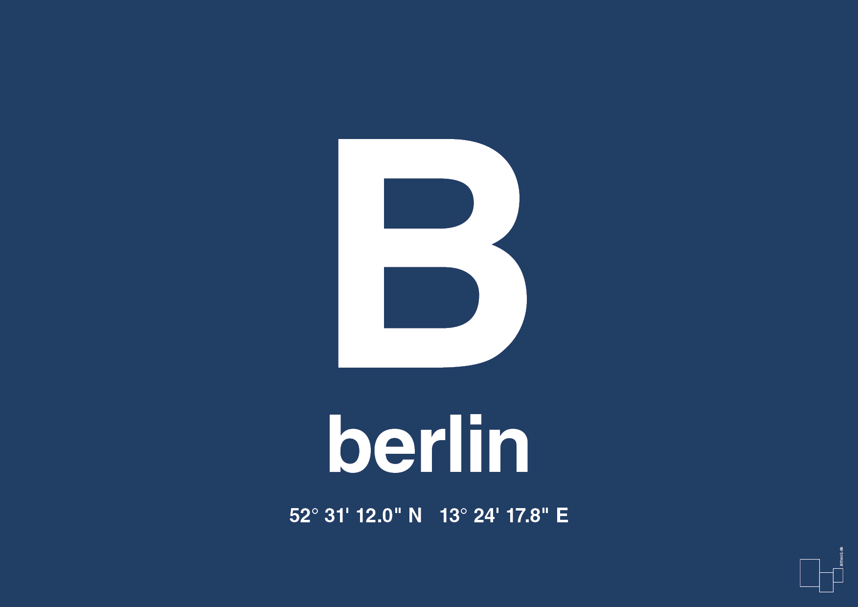 plakat: byplakat berlin med koordinater - lapis blue-Byer-A1two3