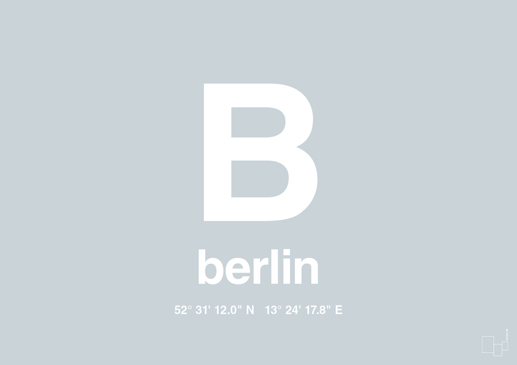 plakat: byplakat berlin med koordinater - light drizzle-Byer-A1two3