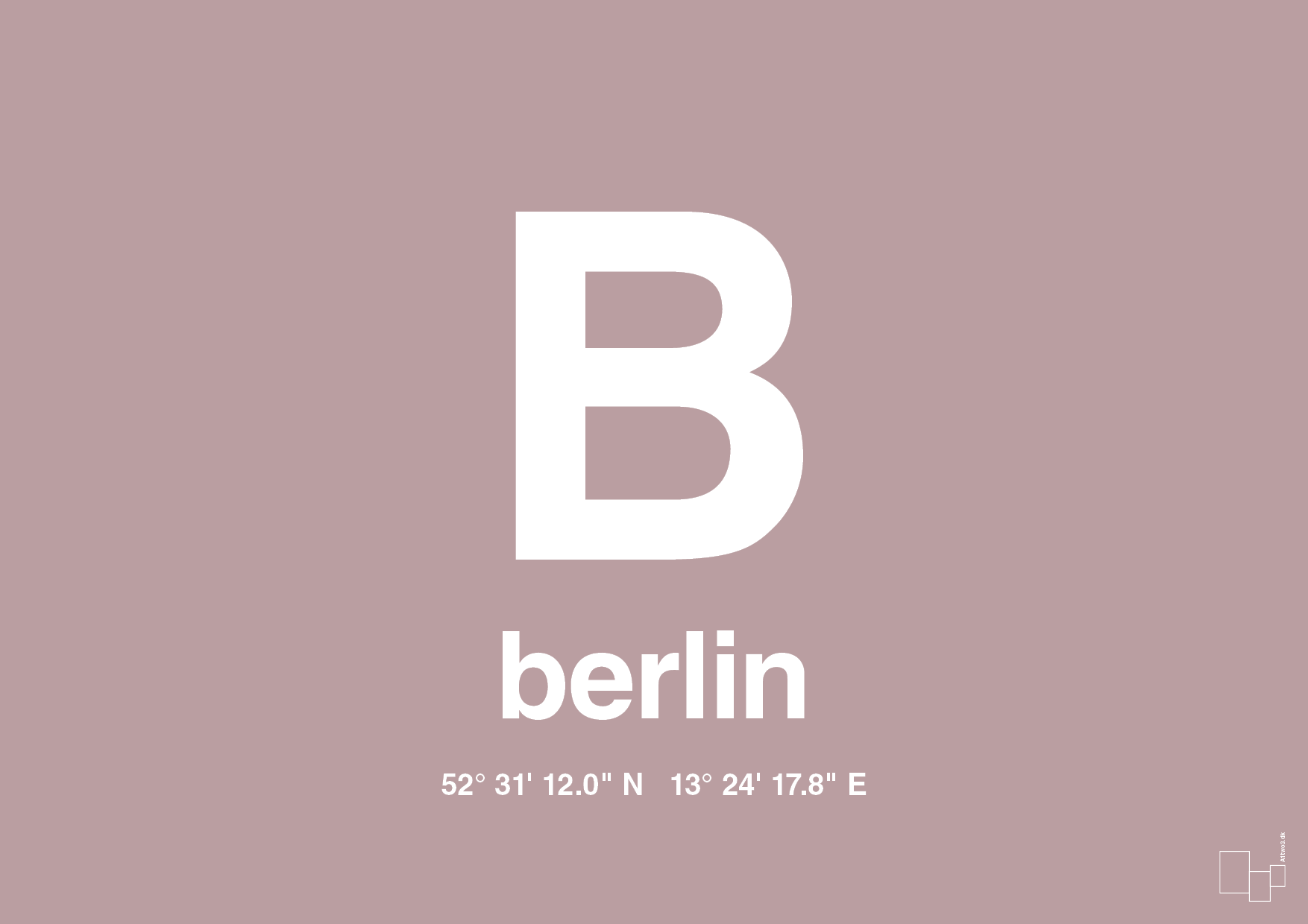 plakat: byplakat berlin med koordinater - light rose-Byer-A1two3