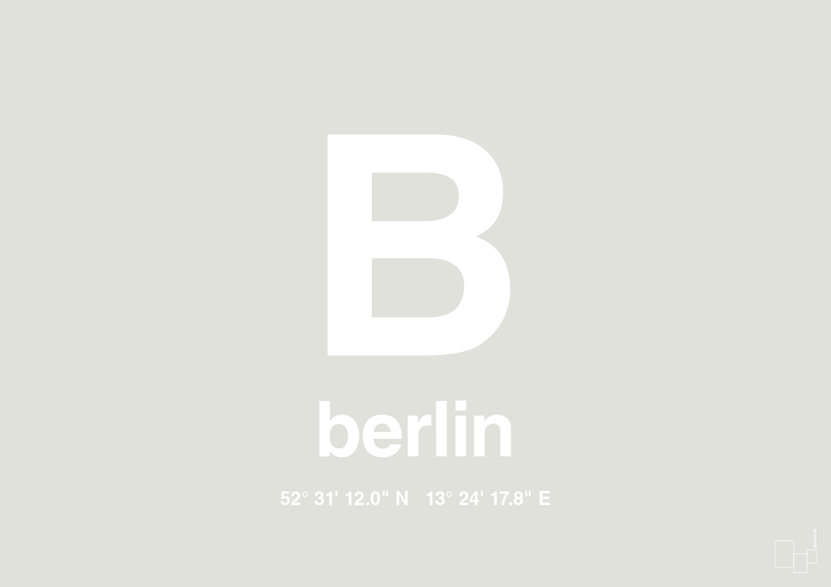 plakat: byplakat berlin med koordinater - painters white-Byer-A1two3