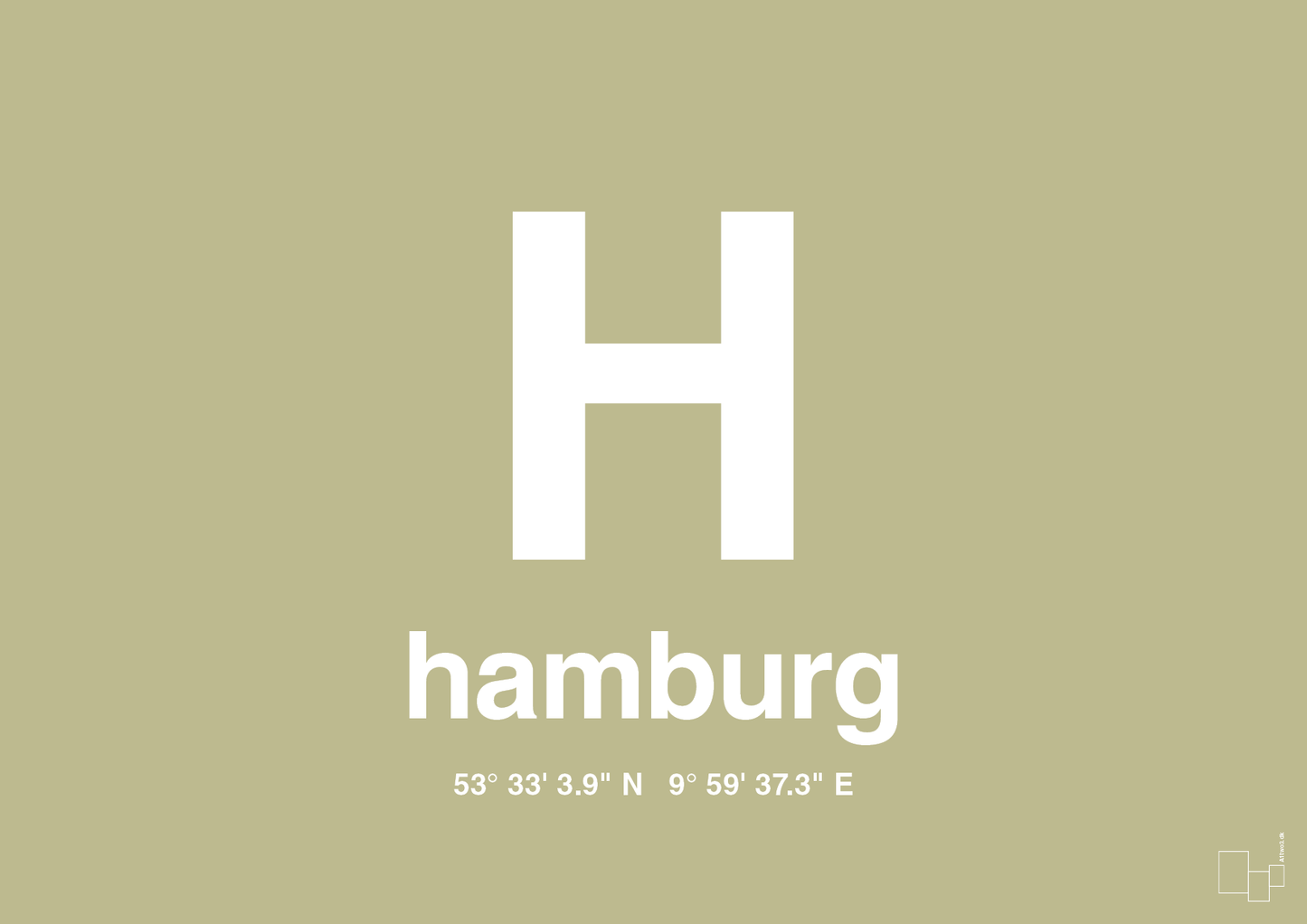 plakat: byplakat hamborg med koordinater - back to nature-Byer-A1two3