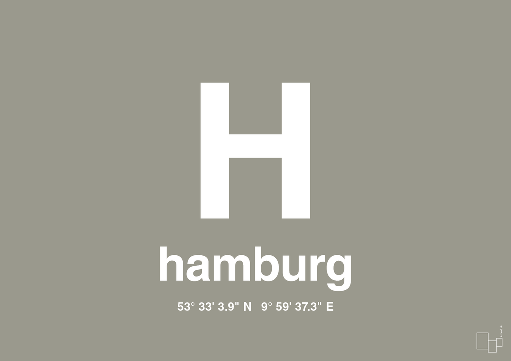 plakat: byplakat hamborg med koordinater - battleship gray-Byer-A1two3