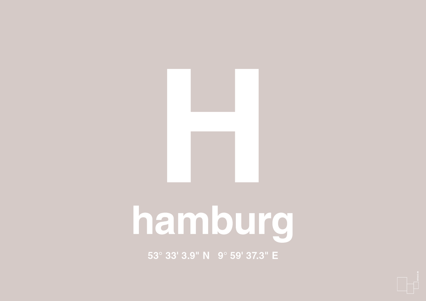 plakat: byplakat hamborg med koordinater - broken beige-Byer-A1two3