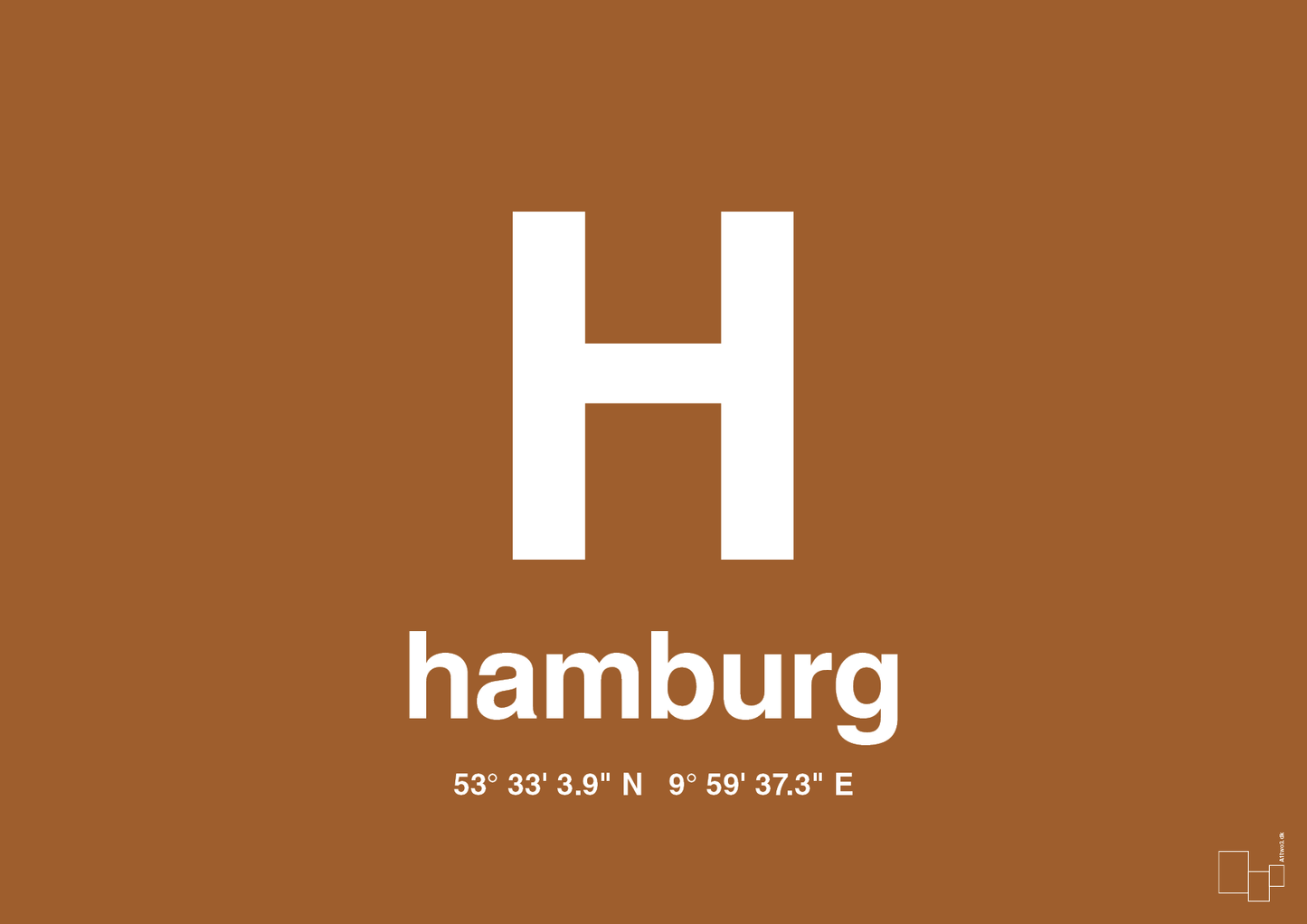plakat: byplakat hamborg med koordinater - cognac-Byer-A1two3