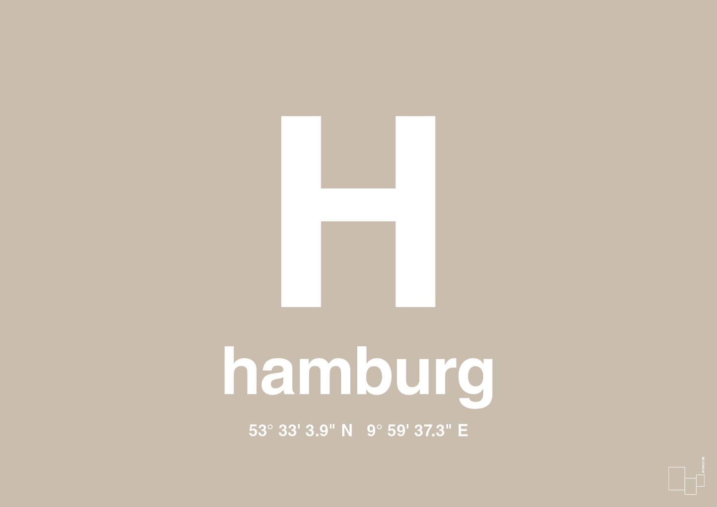 plakat: byplakat hamborg med koordinater - creamy mushroom-Byer-A1two3