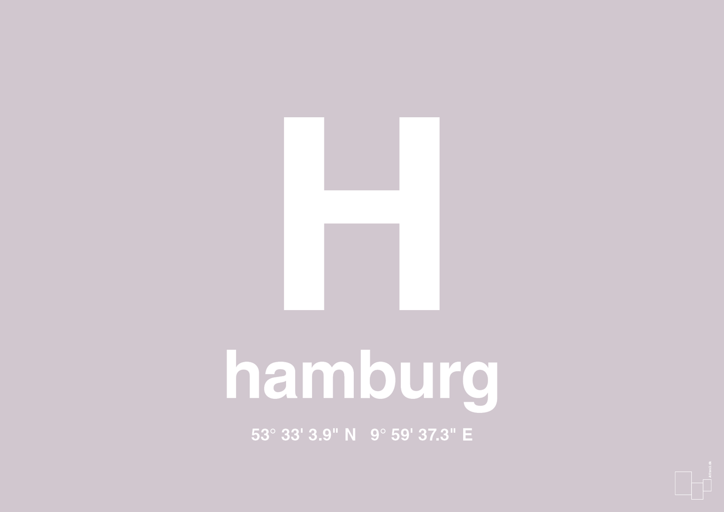 plakat: byplakat hamborg med koordinater - dusty lilac-Byer-A1two3
