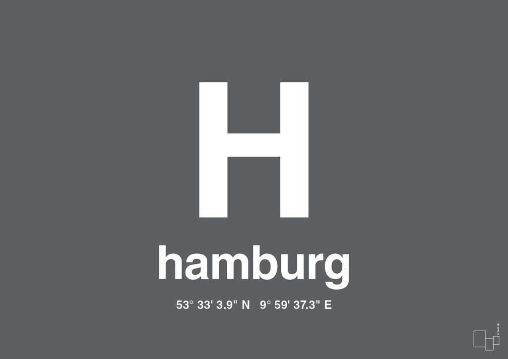 plakat: byplakat hamborg med koordinater - graphic charcoal-Byer-A1two3