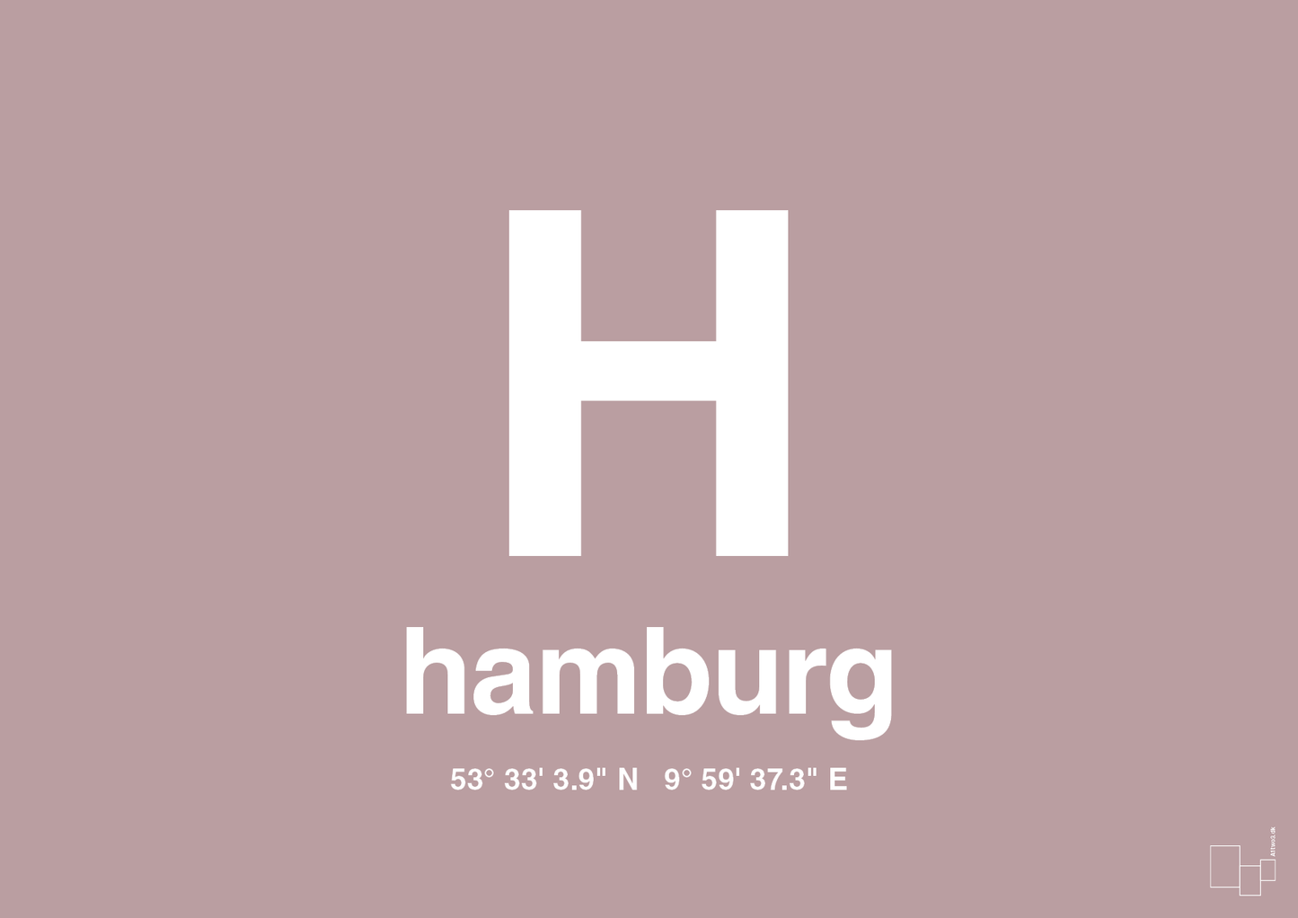 plakat: byplakat hamborg med koordinater - light rose-Byer-A1two3