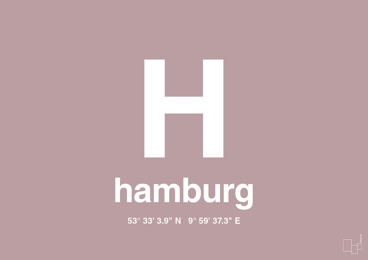 plakat: byplakat hamborg med koordinater - light rose-Byer-A1two3