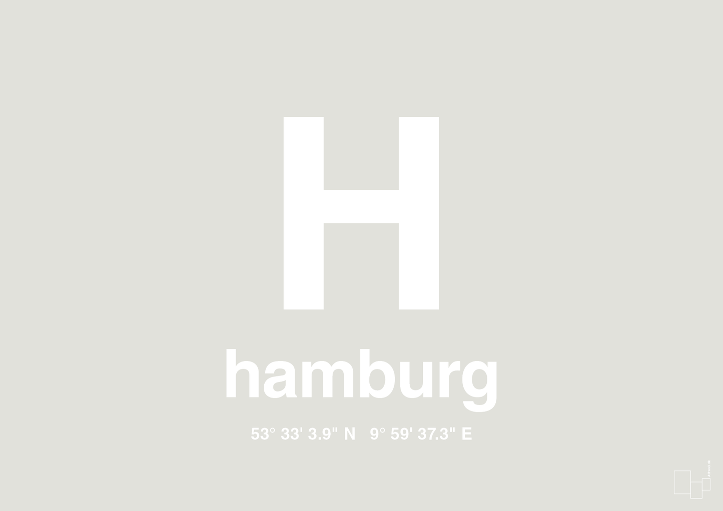 plakat: byplakat hamborg med koordinater - painters white-Byer-A1two3