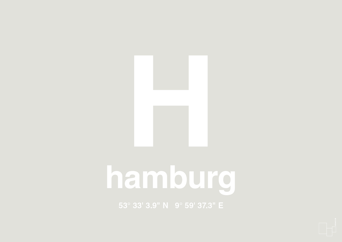 plakat: byplakat hamborg med koordinater - painters white-Byer-A1two3