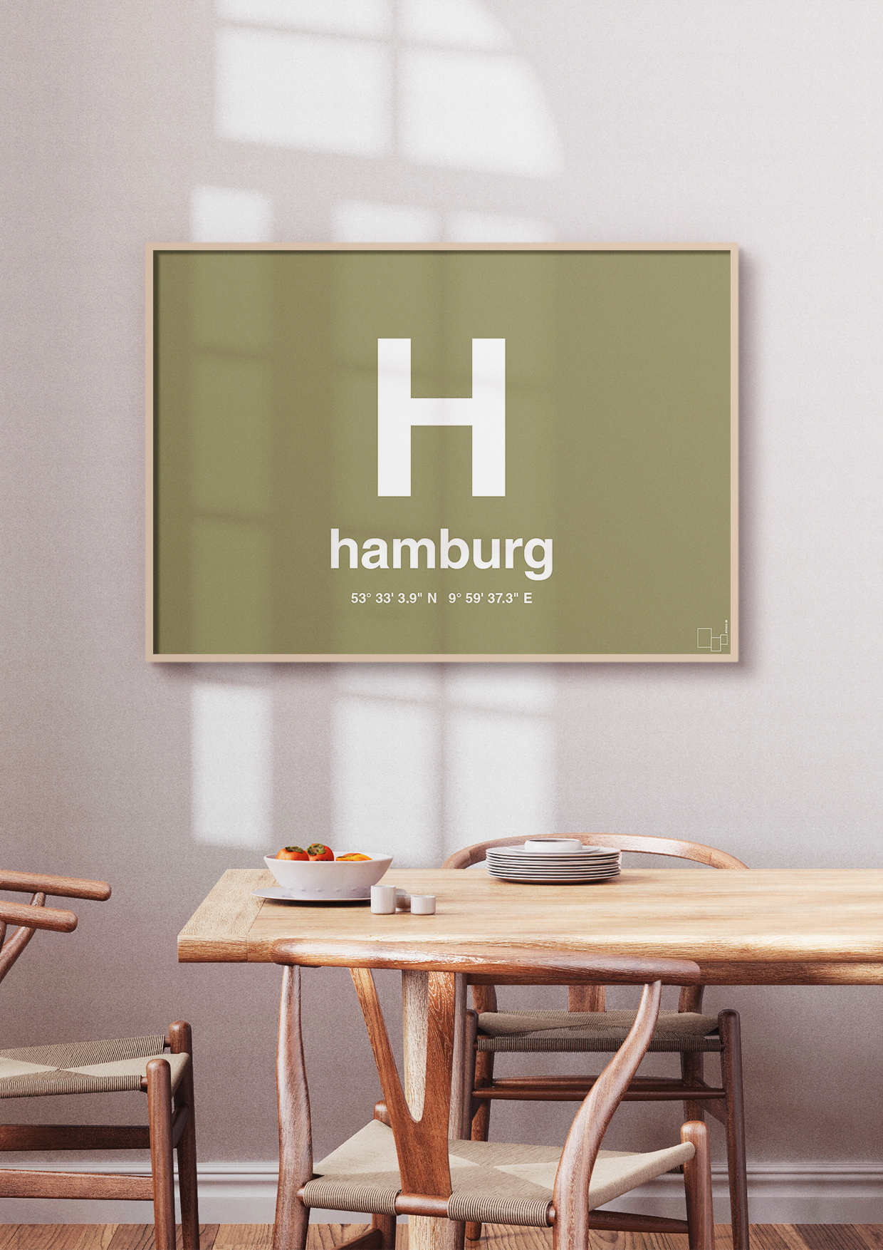 plakat: byplakat hamborg med koordinater - graphic charcoal-Byer-A1two3