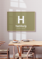 plakat: byplakat hamborg med koordinater - rumba orange-Byer-A1two3