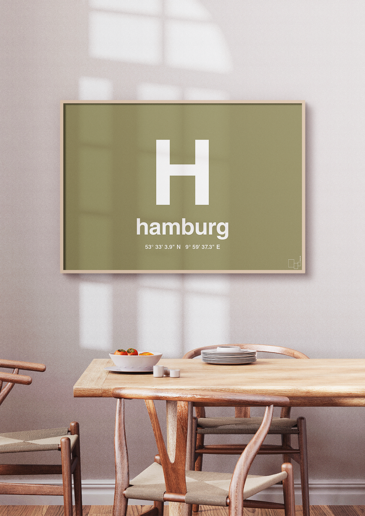 plakat: byplakat hamborg med koordinater - painters white-Byer-A1two3