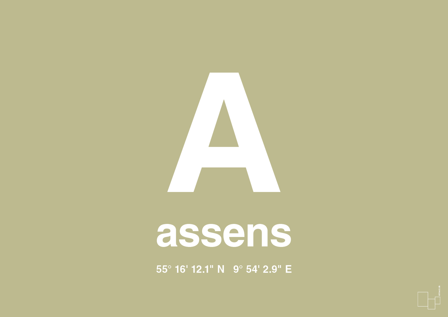 plakat: byplakat assens med koordinater - back to nature-Byer-A1two3