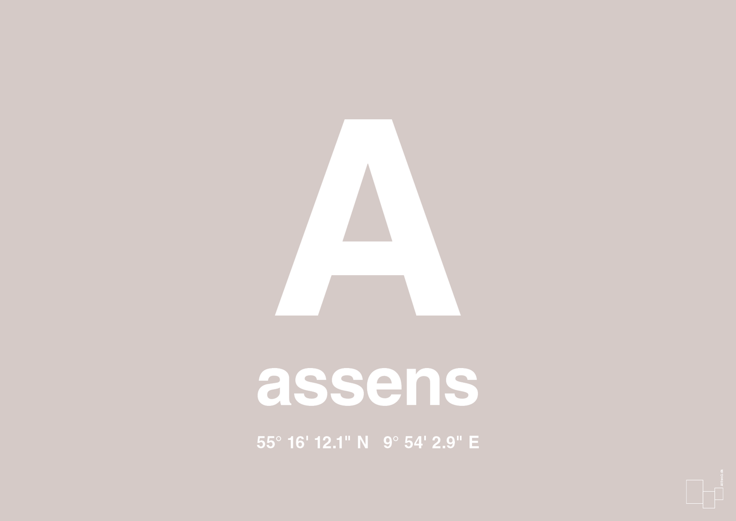 plakat: byplakat assens med koordinater - broken beige-Byer-A1two3