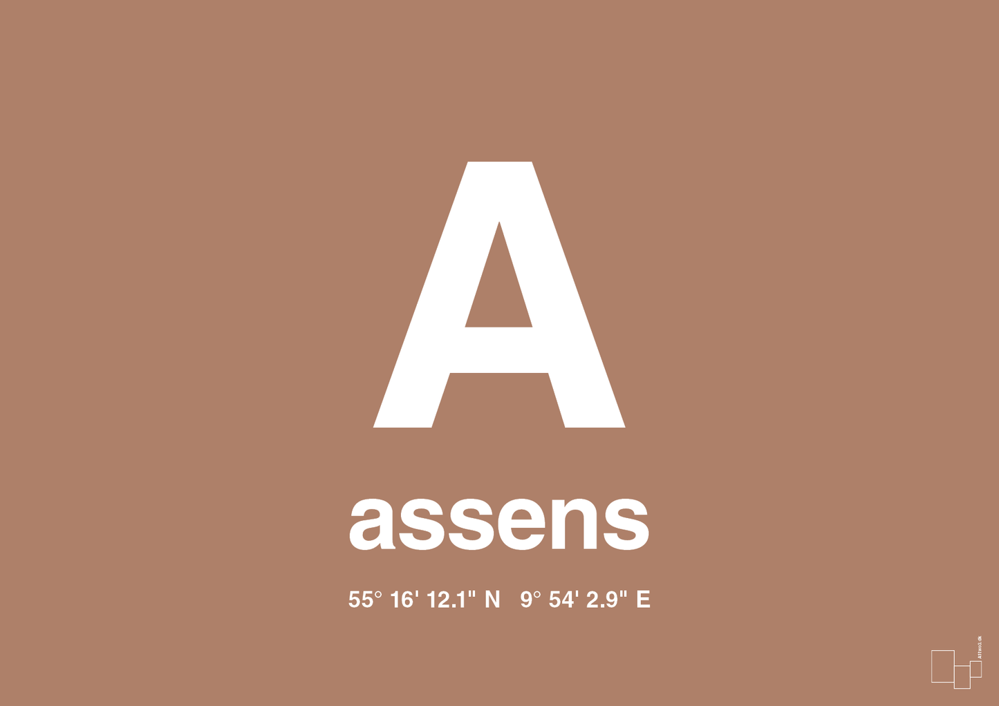 plakat: byplakat assens med koordinater - cider spice-Byer-A1two3