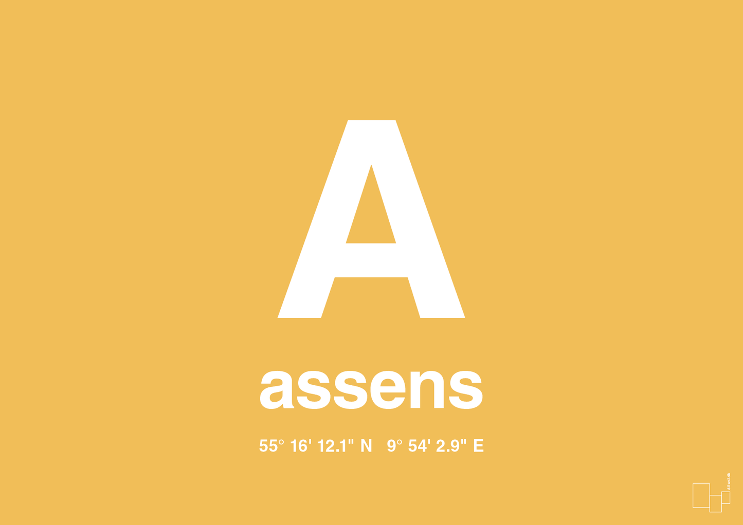 plakat: byplakat assens med koordinater - honeycomb-Byer-A1two3