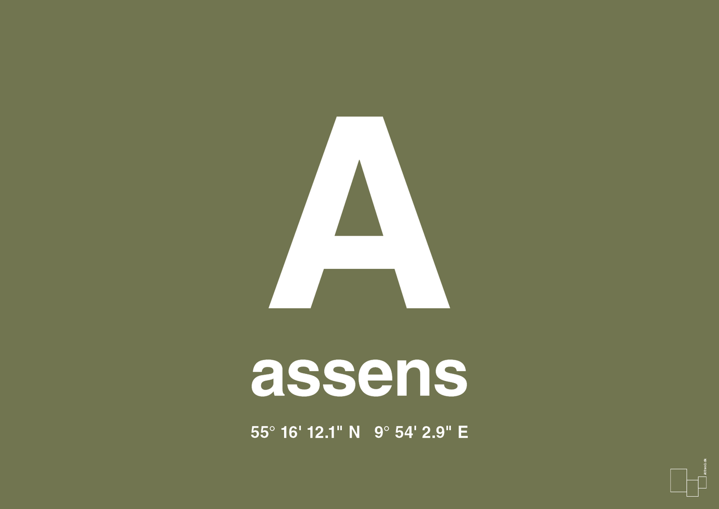 plakat: byplakat assens med koordinater - secret meadow-Byer-A1two3