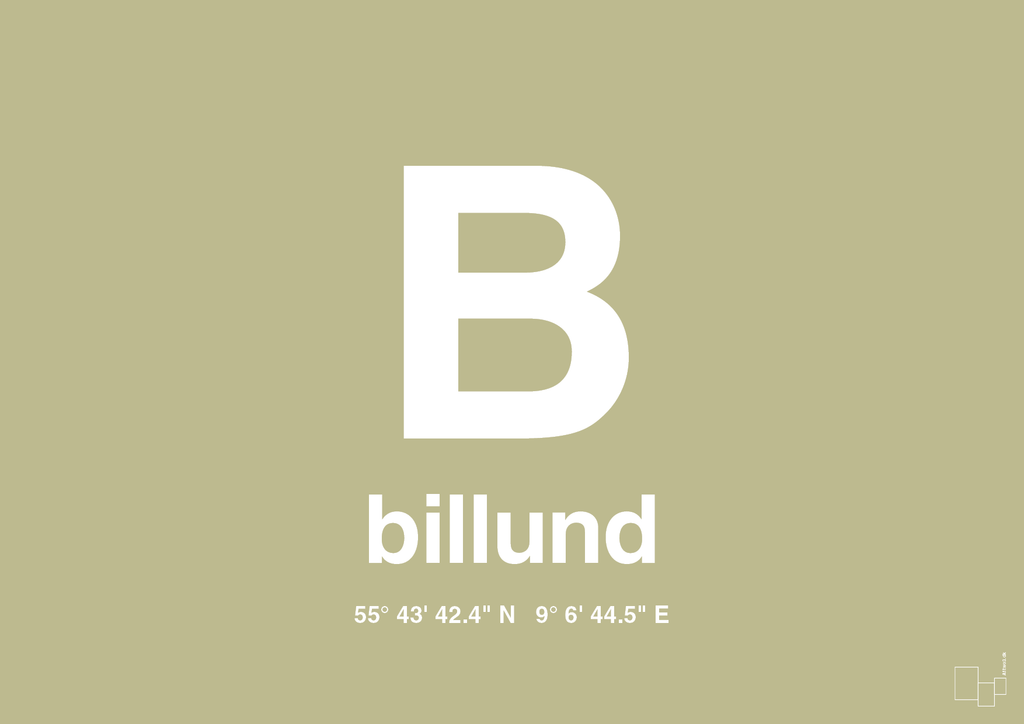 plakat: byplakat billund med koordinater - back to nature-Byer-A1two3