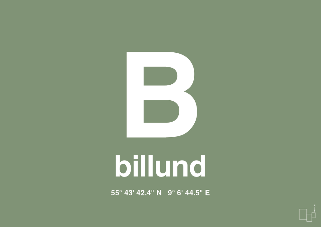 plakat: byplakat billund med koordinater - jade-Byer-A1two3