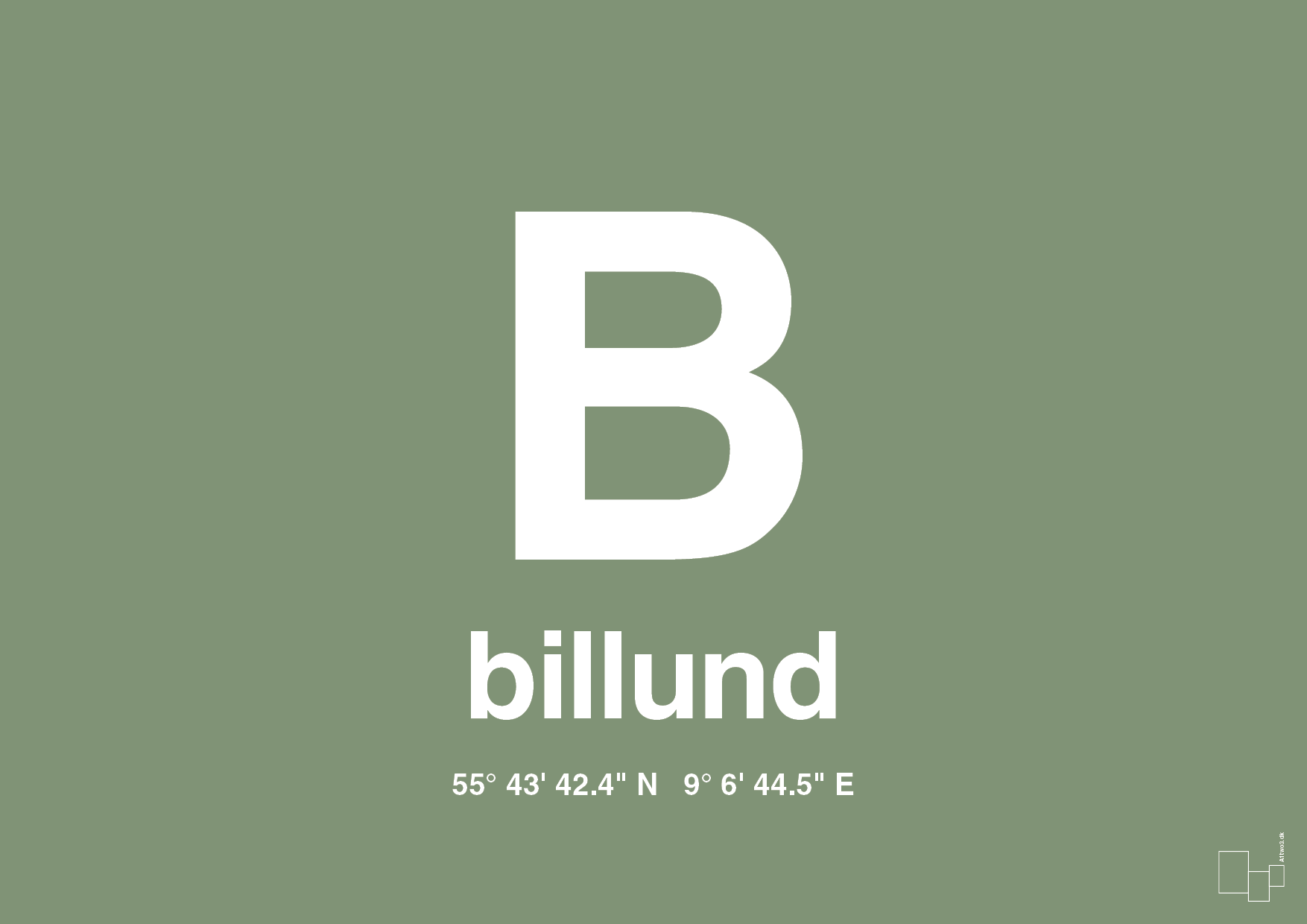 plakat: byplakat billund med koordinater - jade-Byer-A1two3