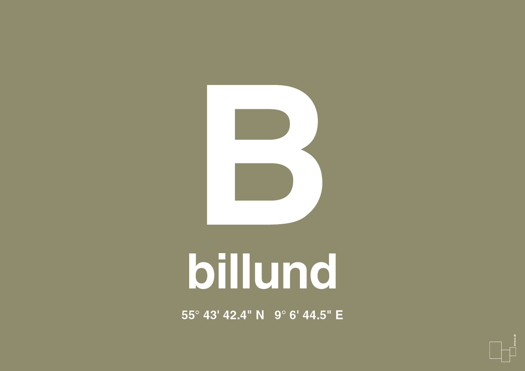 plakat: byplakat billund med koordinater - misty forrest-Byer-A1two3
