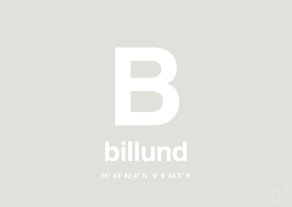 plakat: byplakat billund med koordinater - painters white-Byer-A1two3