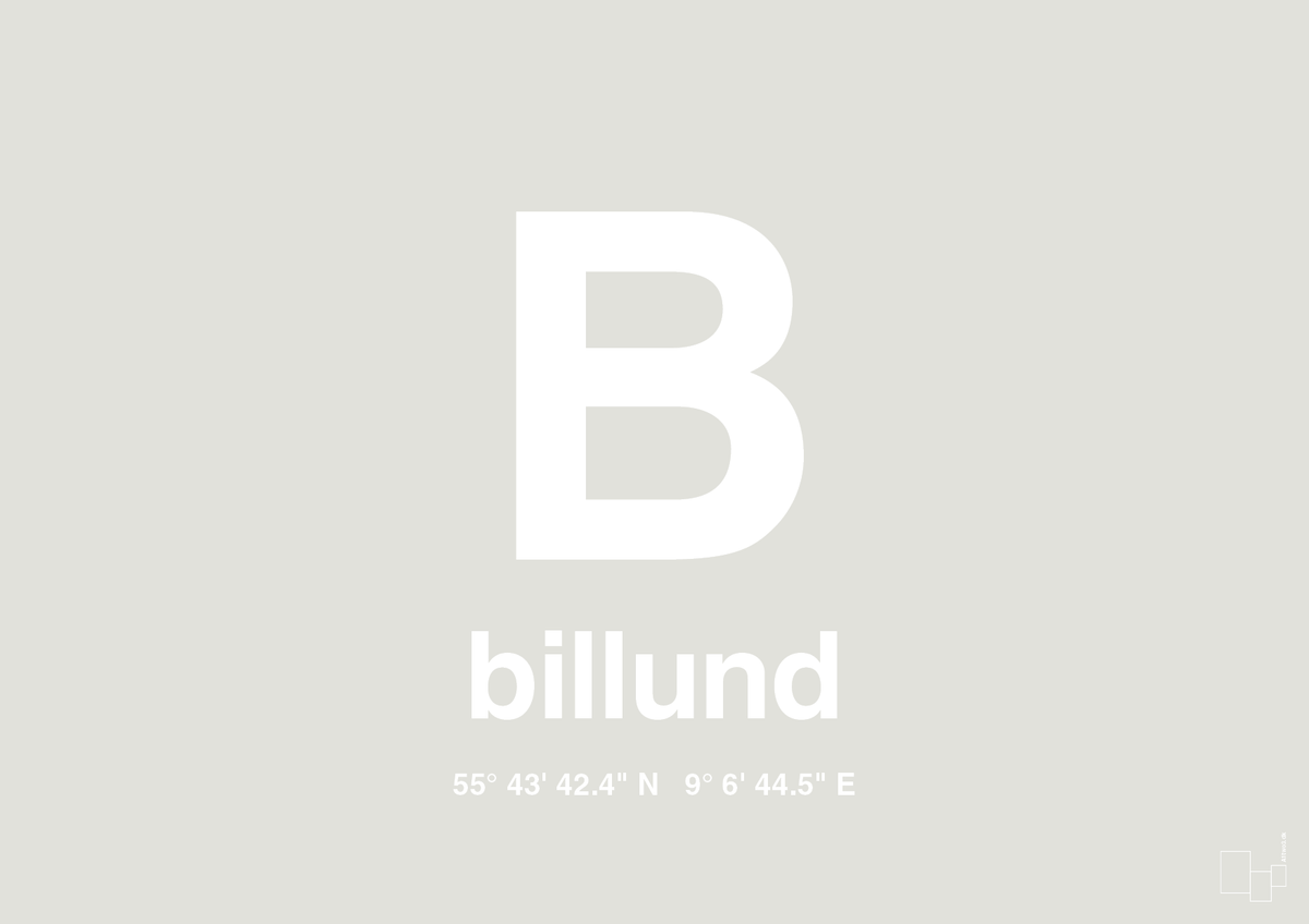 plakat: byplakat billund med koordinater - painters white-Byer-A1two3