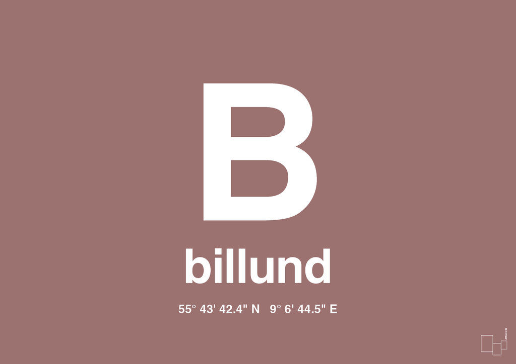 plakat: byplakat billund med koordinater - plum-Byer-A1two3