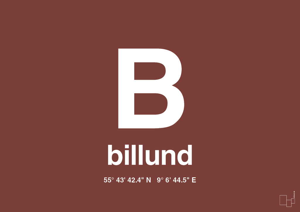 plakat: byplakat billund med koordinater - red pepper-Byer-A1two3