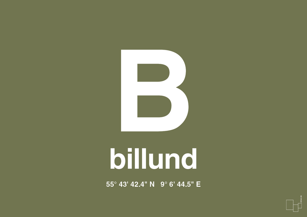 plakat: byplakat billund med koordinater - secret meadow-Byer-A1two3