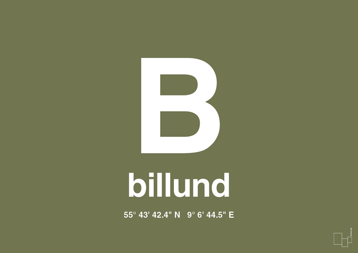 plakat: byplakat billund med koordinater - secret meadow-Byer-A1two3